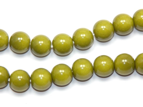 Бусины стеклянные (класс А) темно-зеленые. 8 мм. Нитка (~52 шт.)
