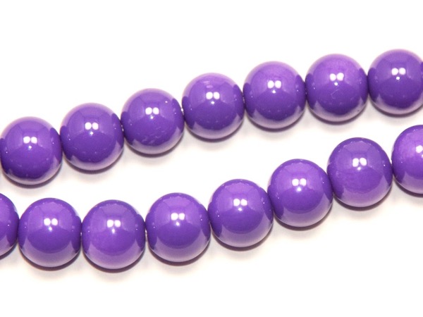 Бусины стеклянные (класс А) фиолетовые. 8 мм. Нитка (~52 шт.)