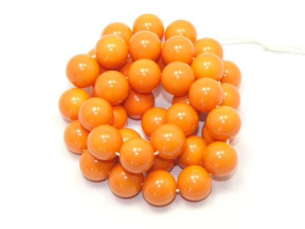 Бусины стеклянные (класс А) оранжевые. 10 мм. Нитка (~42 шт.)