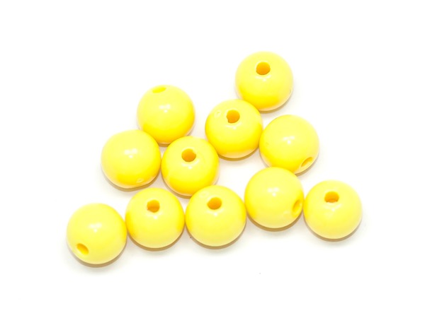 Бусины пластик круглые желтые. 8 мм. 300 шт.