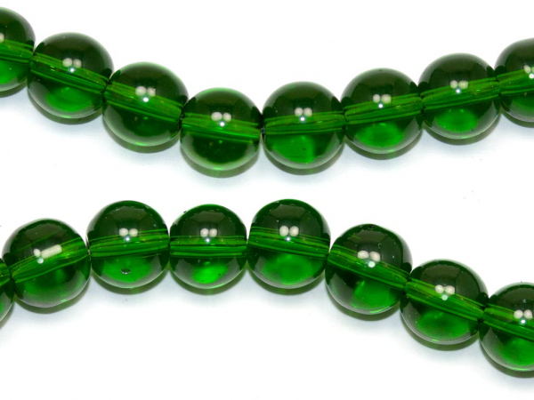 Бусины стеклянные зеленые прозрачные. 8 мм. Нитка (~40 шт.)