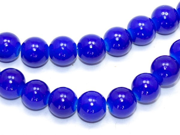 Бусины стеклянные синие. 8 мм. Нитка (~98 шт.)