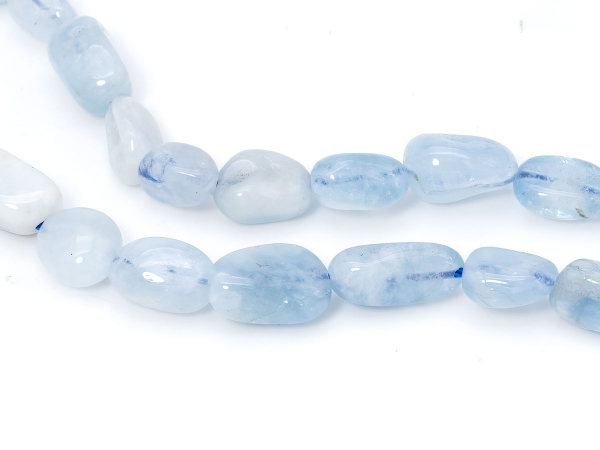 Буcины Аквамарин светло-голубые. 6~10 мм. Нитка ~19,5 см (~21 шт.)
