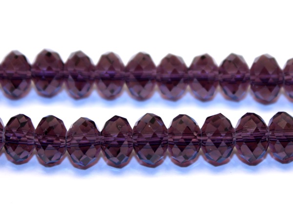 Бусины граненые стеклянные фиолетовые. 8 х 6 мм. 10 шт.