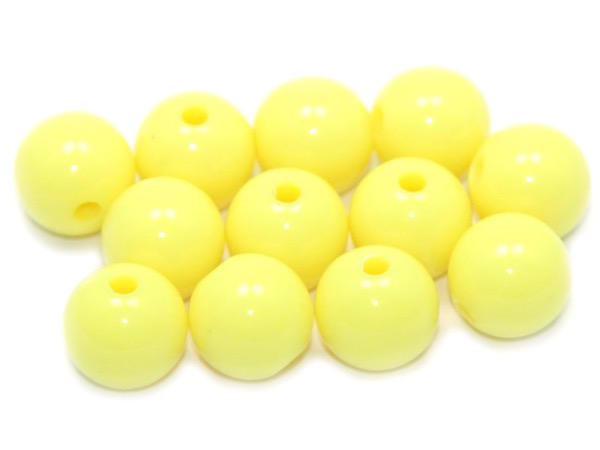 Бусины пластик круглые желтые. 10 мм. 10 шт.