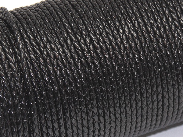 Шнур кожзам 3 мм плетеный черный. 20 см