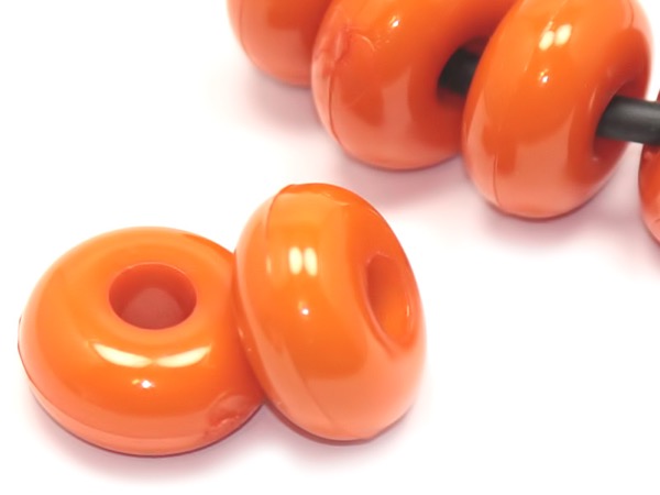 Бусина пластик Рондель оранжевая. 17 мм