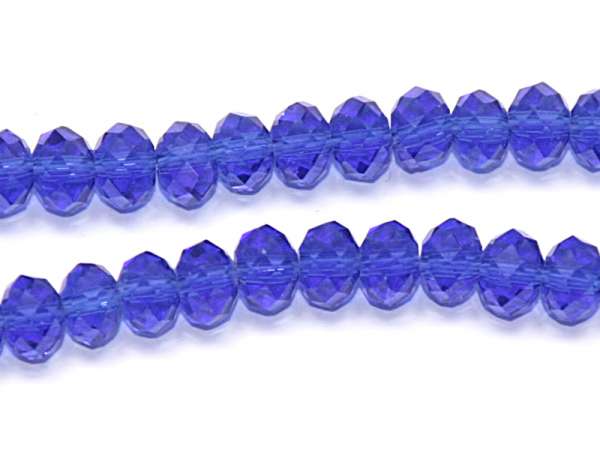 Бусины граненые стеклянные синие. 6 х 4 мм. Нитка  (~100 шт.)