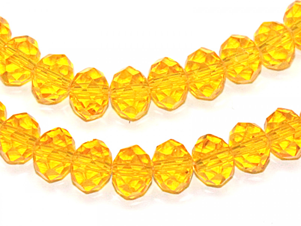 Бусины граненые стеклянные желтые. 8 х 6 мм. Нитка (~68 шт.)
