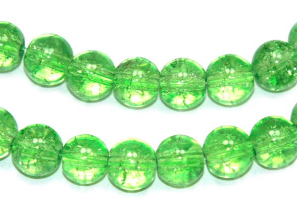 Бусины стеклянные Кракле светло-зеленые. 8 мм. 10 шт.