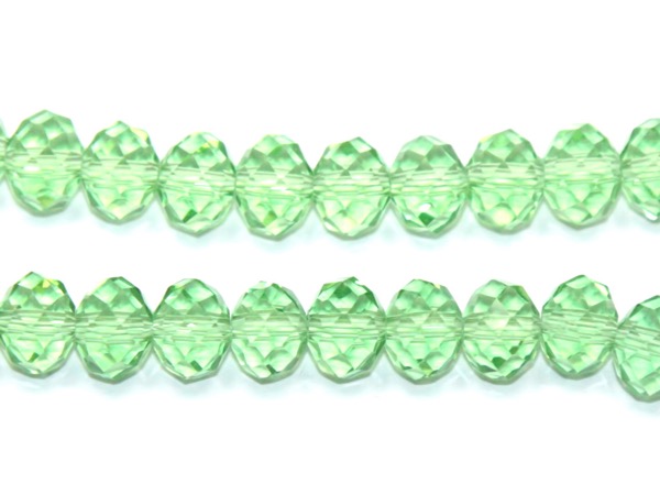 Бусины граненые стеклянные светло-зеленые. 8 х 6 мм. 10 шт.