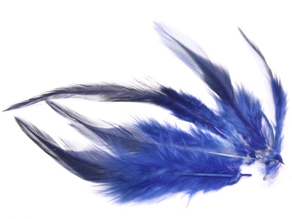 Перья Петуха синие. 10 - 15 см. 5 шт.