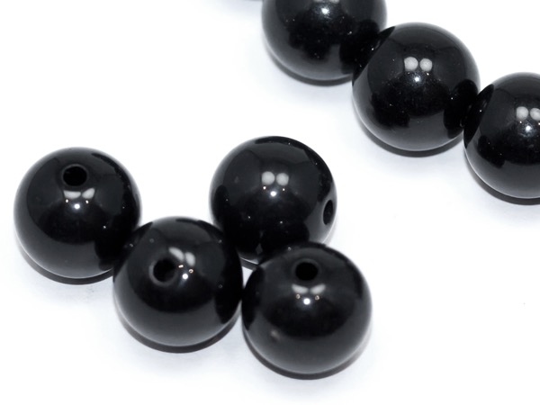 Бусины пластик круглые черные. 12 мм. 10 шт.
