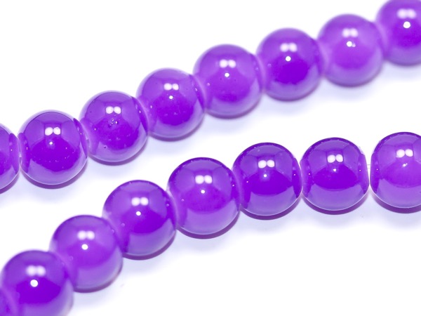 Бусины стеклянные фиолетовые. 8 мм. 10 шт.