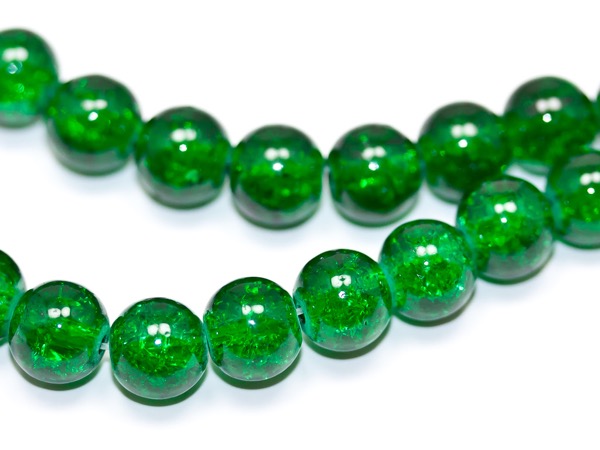 Бусины стеклянные Кракле зеленые. 8 мм. 10 шт.