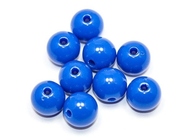 Бусины пластик круглые синие. 10 мм. 10 шт.