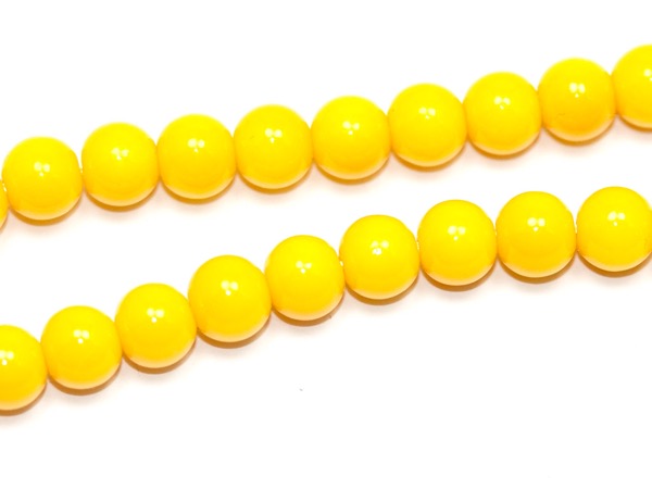 Бусины стеклянные (класс А) желтые. 6 мм. Нитка (~72 шт.)