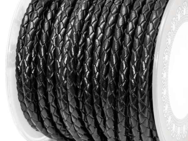 Шнур кожаный 3 мм плетеный черный. 20 см (Греция)