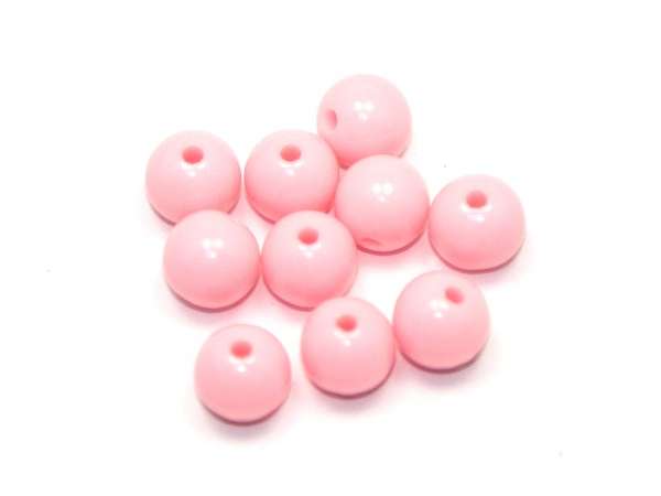 Бусины пластик круглые светло-розовые. 8 мм. 10 шт.