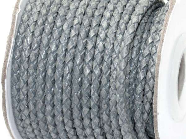 Шнур кожаный 3 мм плетеный серый. 20 см