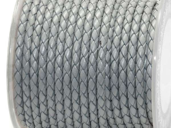 Шнур кожаный 3 мм плетеный серый. 20 см (Греция)