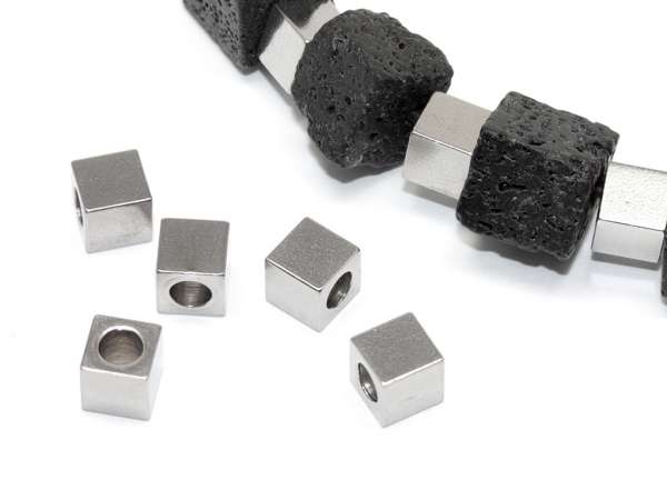 AISI 304 Бусина металл Кубик стальная. 5 мм