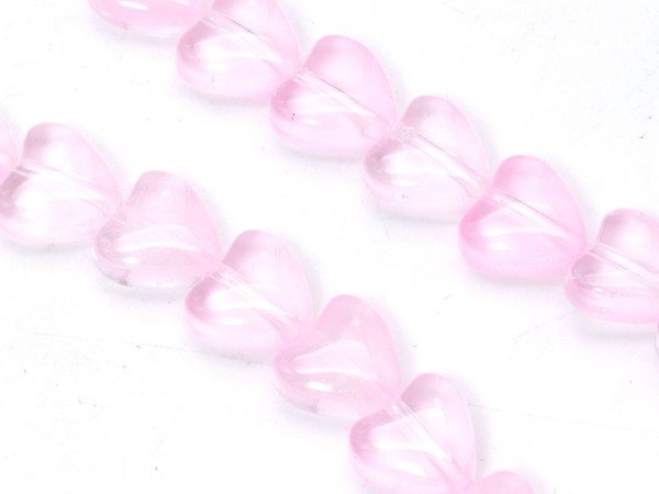 Бусина стеклянная Сердце розовая полупрозрачная. 8 мм