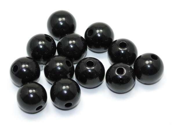 Бусины пластик круглые черные. 10 мм. 200 шт.