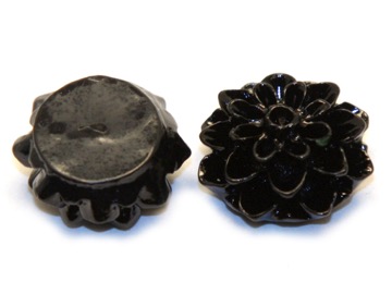Кабошон Хризантема черная. 16 мм