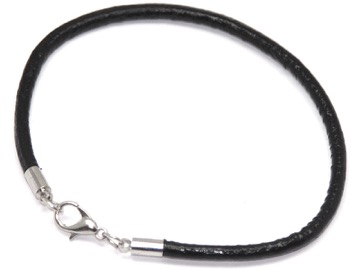 Шнур для браслета кожаный 3 мм черный. 19 см