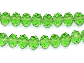 Бусины граненые стеклянные зеленые. 8 х 6 мм. 10 шт.