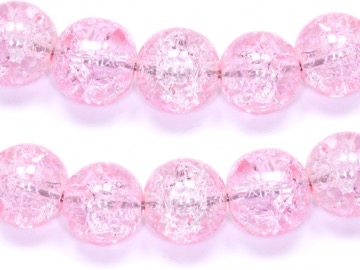 Бусины стеклянные Кракле розовые. 10 мм. 10 шт.