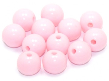 Бусины пластик круглые светло-розовые. 10 мм. 10 шт.