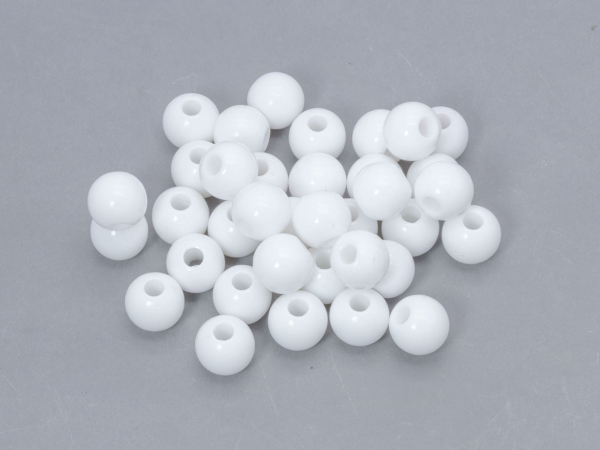 Бусины пластик круглые белые. 6 мм. 200 шт.