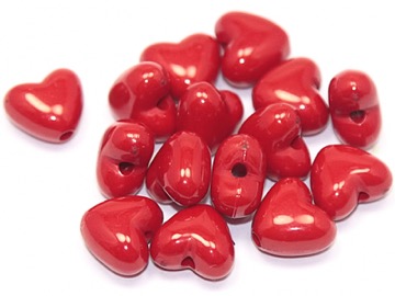 Бусины пластик Сердечки красные. 10 мм. 200 шт.