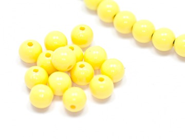 Бусины пластик круглые желтые. 6 мм. 30 шт.
