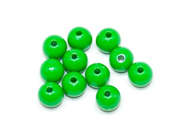 Бусины пластик круглые зеленые. 8 мм. 10 шт.