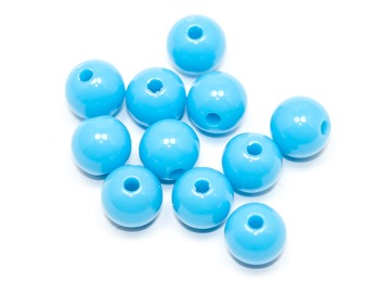 Бусины пластик круглые ярко-голубые. 8 мм. 10 шт.