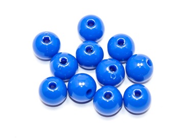 Бусины пластик круглые синие. 8 мм. 10 шт.