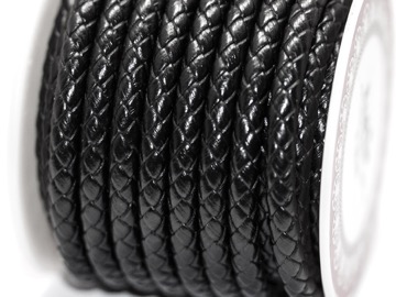 Шнур кожаный 5 мм плетеный черный. 20 см (Греция)